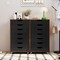 7-Drawer Tall Organizer Cabinet with Cut-Out Handles and Swivel Wheels Ideal for Bedroom and Office